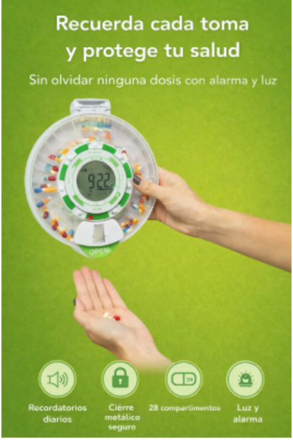 Pastillero Inteligente 28 Días con Alarma y Luz